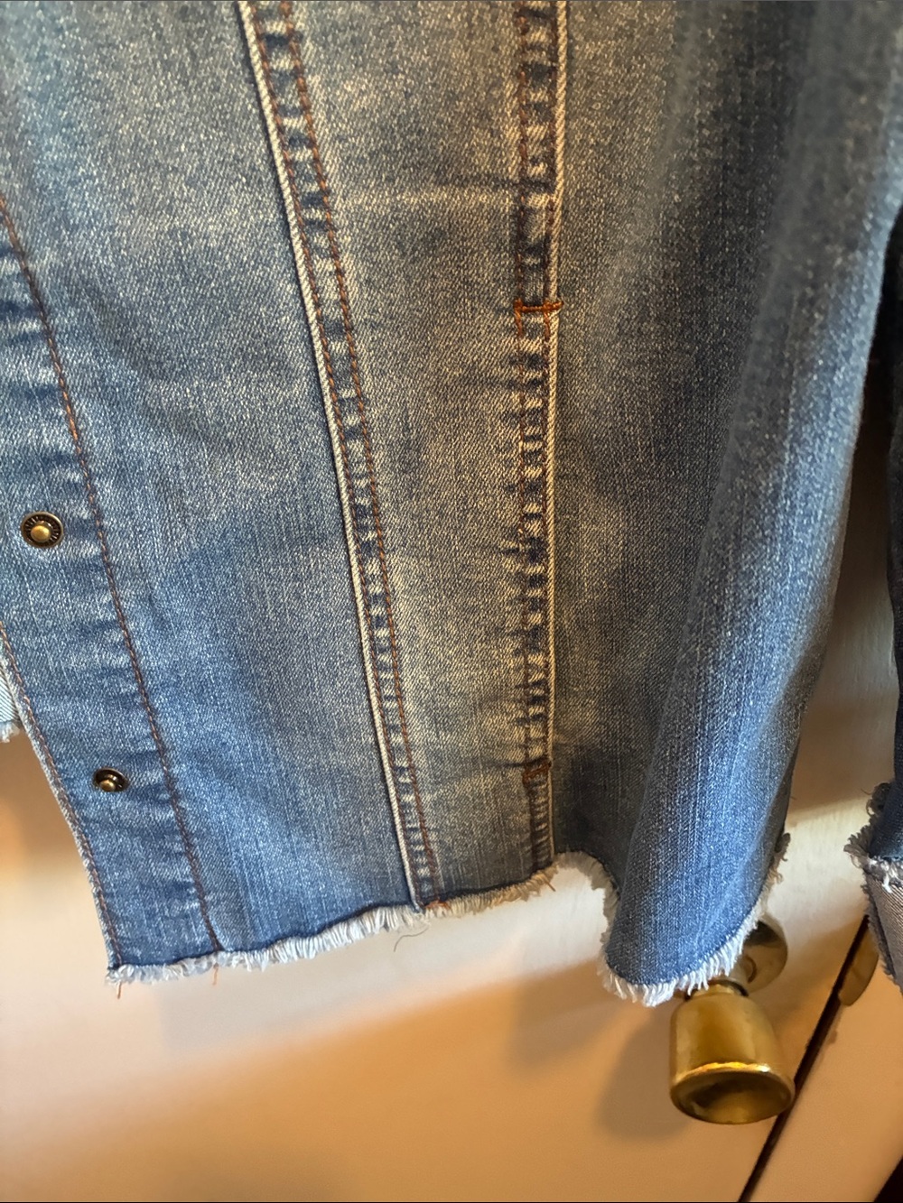 LOGO by Lori Goldstein Light Blue Denim Jacket with Frayed Trim - Picture 5 of 8